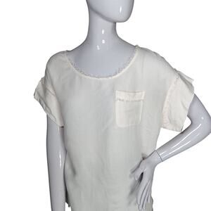 🍒 Anthropologie Pure + Good Blouse Size XS Boxy Soft Pale Pink Short Sleeve